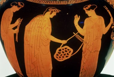 Attische roodfigurige hydria versierd met het verhaal van Thamyris, de Thracische bard, ca. 440-420 v.Chr.